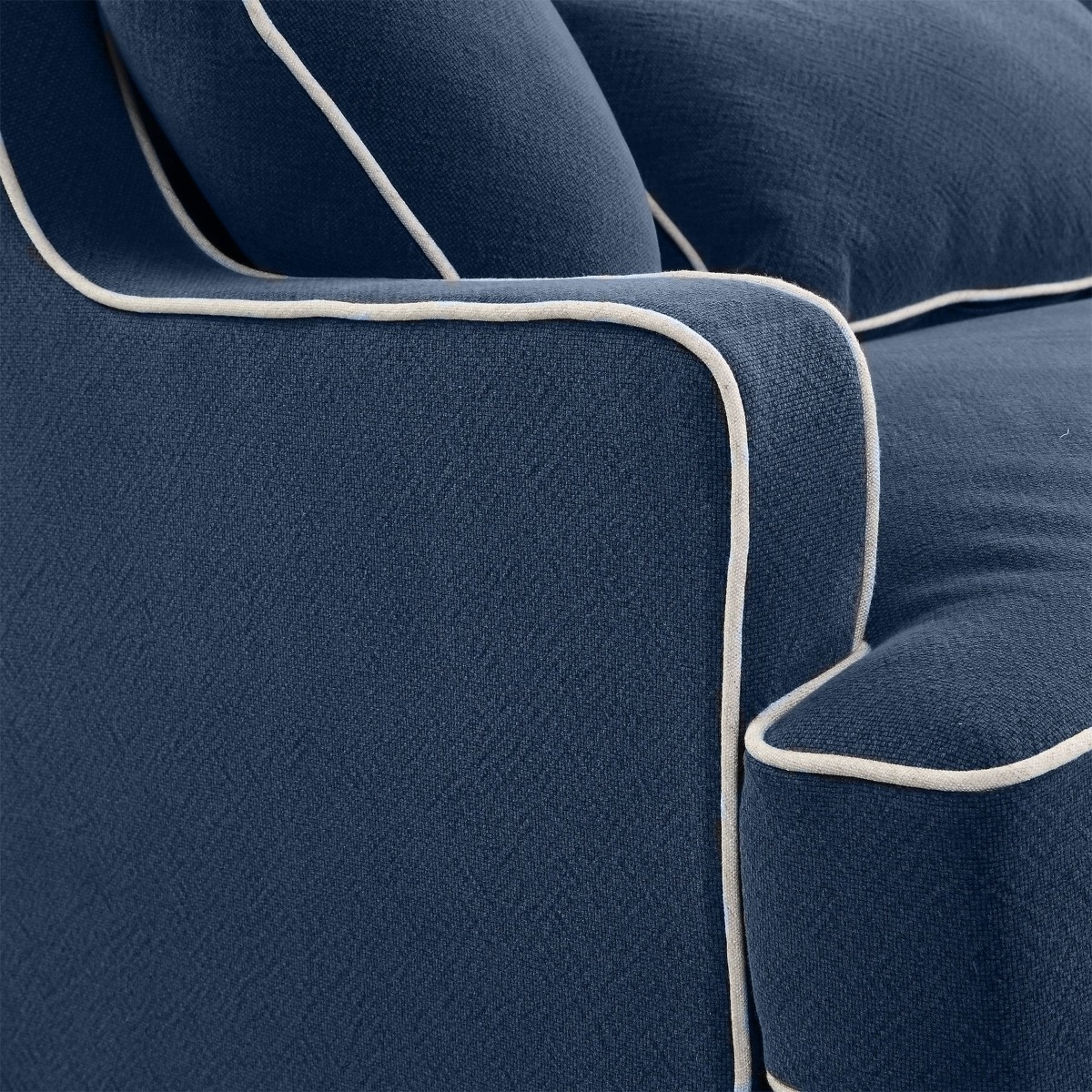 Bondi Hamptons 3 Seat Sofa Navy W/White Piping, W 215cm D 95cm H 94cm (RRP $2499) - Image 3