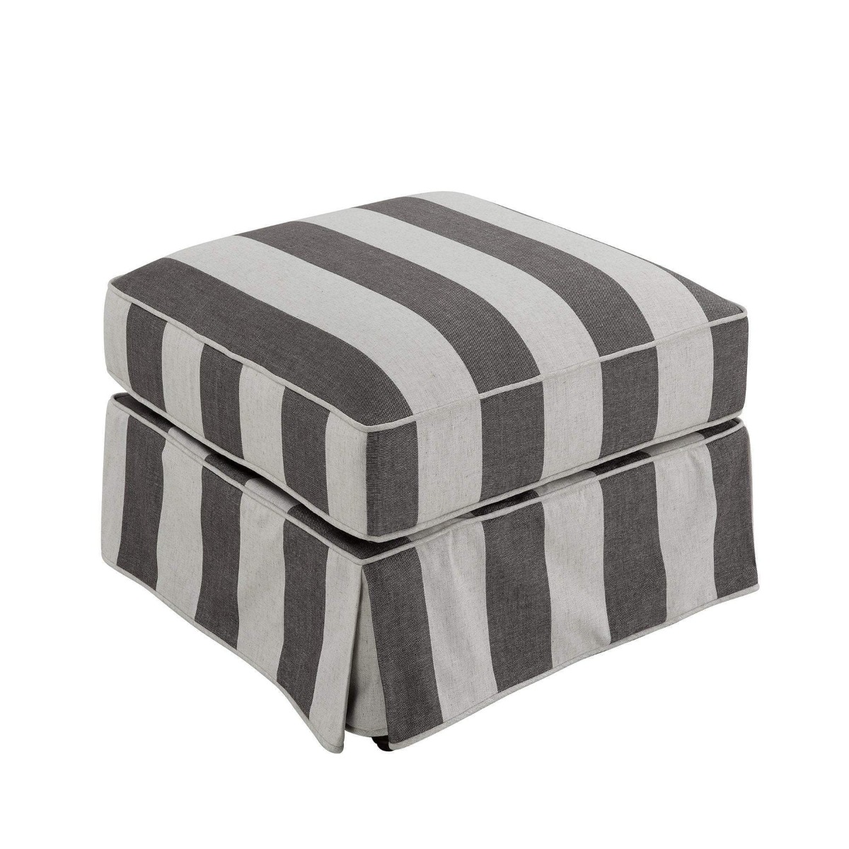 Noosa Hamptons Ottoman Grey/Cream Stripe, W 83cm D 83cm H 45cm (RRP $849) - Image 3