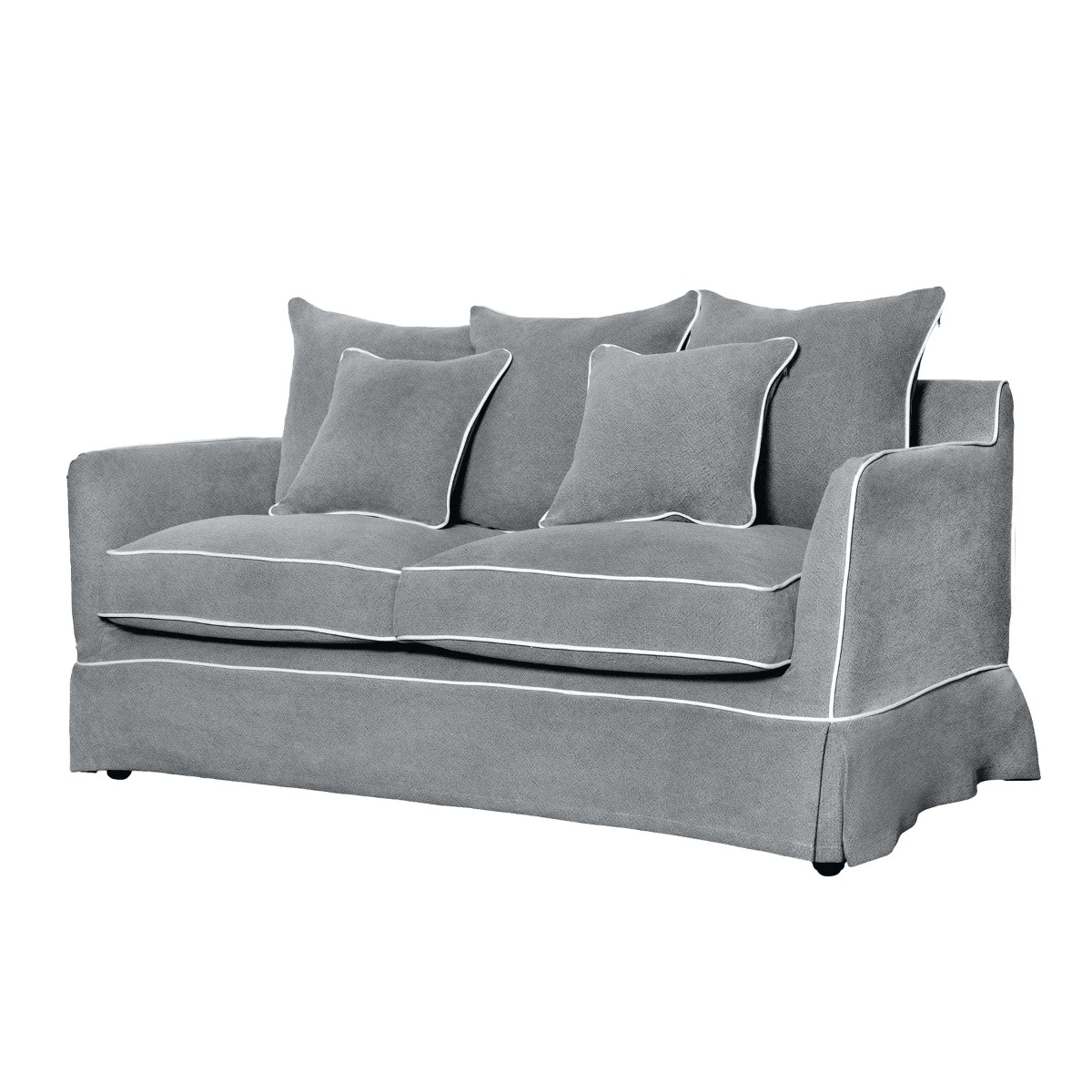 Slip Cover Only - Noosa Hamptons 1.5 Seat Sofa Grey W/White Piping, W 140cm D 91cm H 80cm (RRP $749) - Image 8