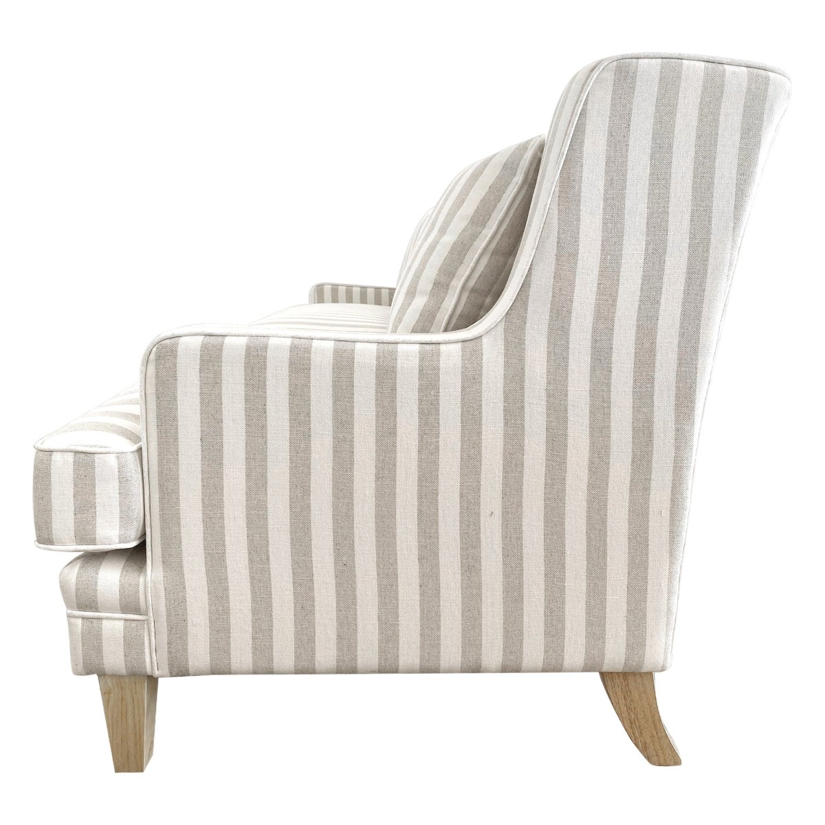 Bondi Hamptons 3 Seat Sofa Natural Stripe W/White Piping, W 215cm D 95cm H 94cm (RRP $2499) - Image 7