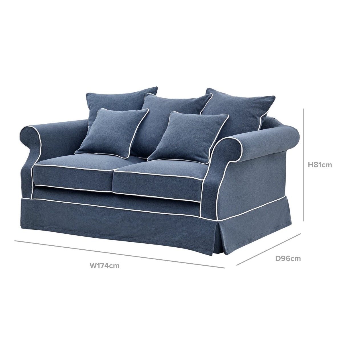Avalon Hamptons 2 Seat Sofa Navy, W 174cm D 96cm H 81cm (RRP $2599) - Image 2