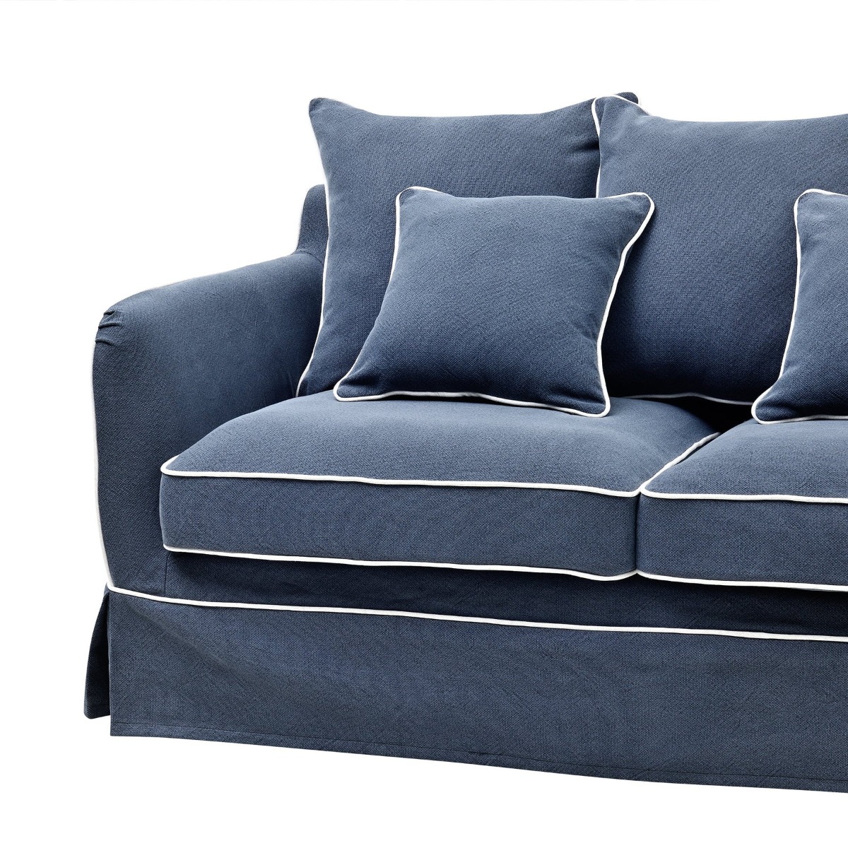 Slip Cover Only - Noosa Hamptons 2 Seat Sofa Navy W/White Piping, W 170cm D 91cm H 80cm (RRP $799) - Image 5