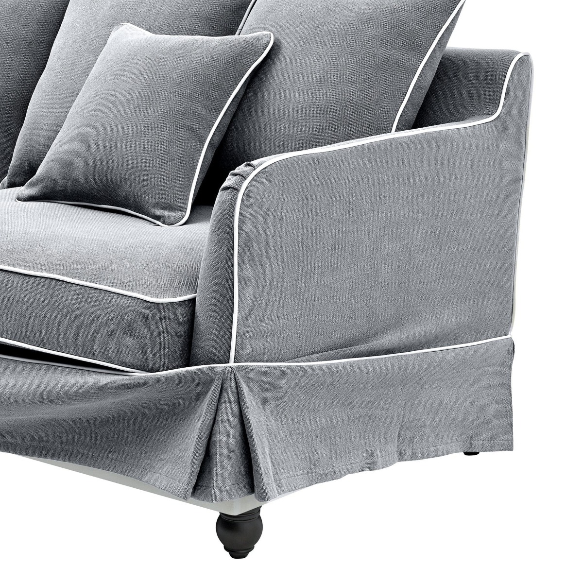 Noosa Hamptons 3 Seat Queen Sofa Bed Grey W/White Piping, W 221cm D 91cm H 80cm (RRP $4279) - Image 12