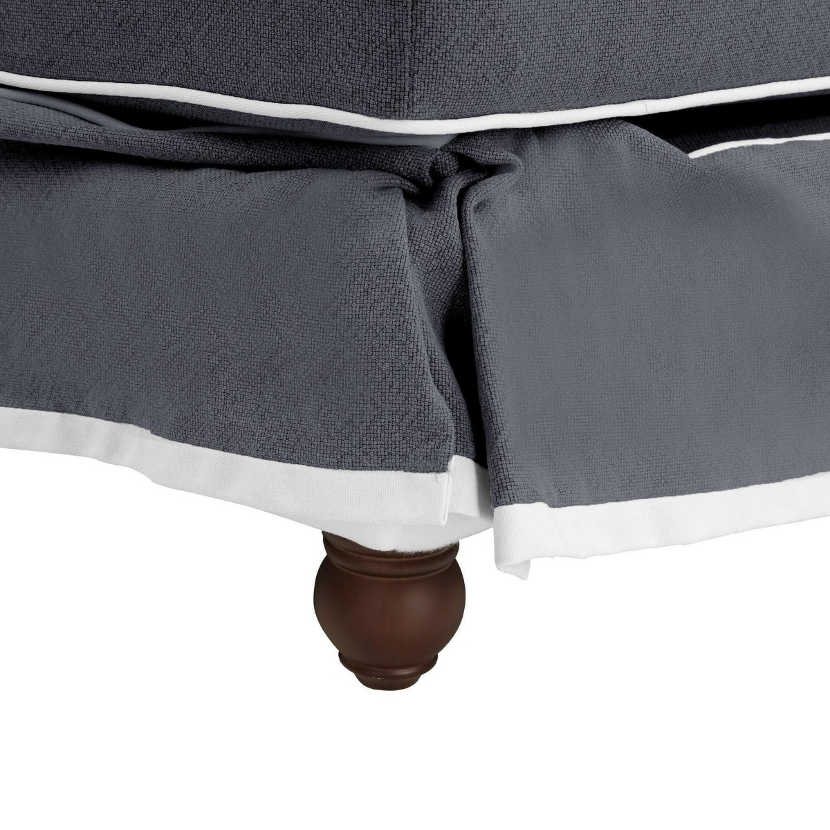 Noosa Hamptons Ottoman Grey W/White Piping, W 83cm D 83cm H 45cm (RRP $849) - Image 7
