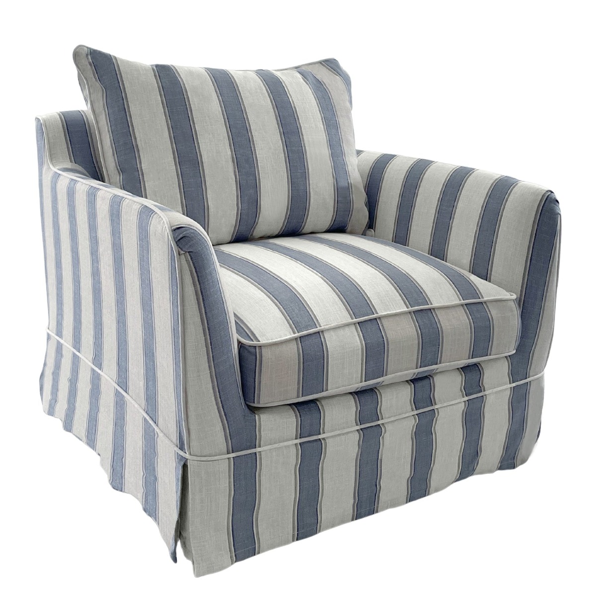 Noosa Hamptons Armchair Blue Sky Stripe, W 91cm D 90cm H 80cm (RRP $1699) - Image 8