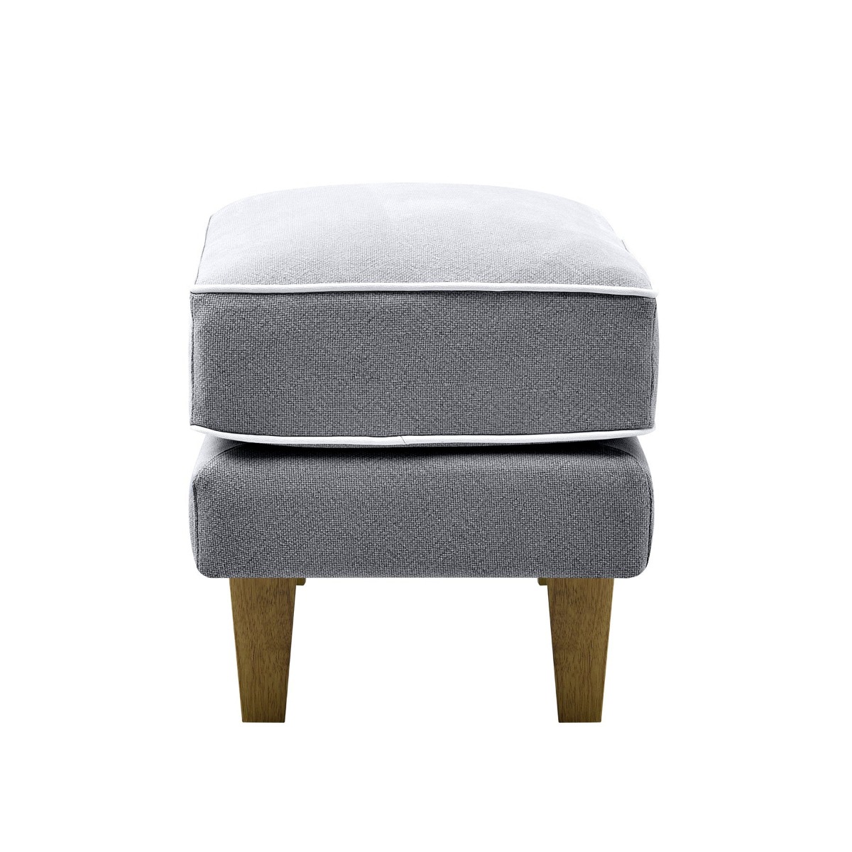 Bondi Hamptons Ottoman Grey W/White Piping, W 60cm D 40cm H 40cm (RRP $499) - Image 4