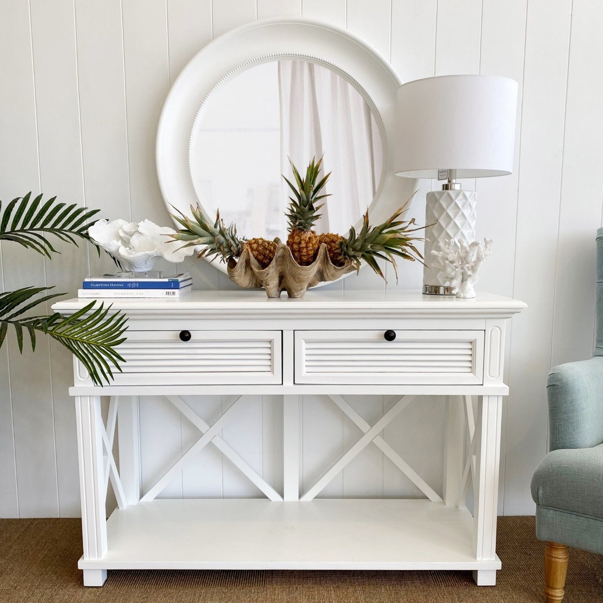 West Beach 2 Drawer Hamptons 130cm Console White, W 130cm D 50cm H 85cm (RRP $1099) - Image 8