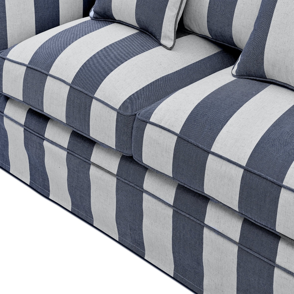Noosa Hamptons 3 Seat Sofa Denim/Cream Stripe, W 221cm D 91cm H 80cm (RRP $3299) - Image 3