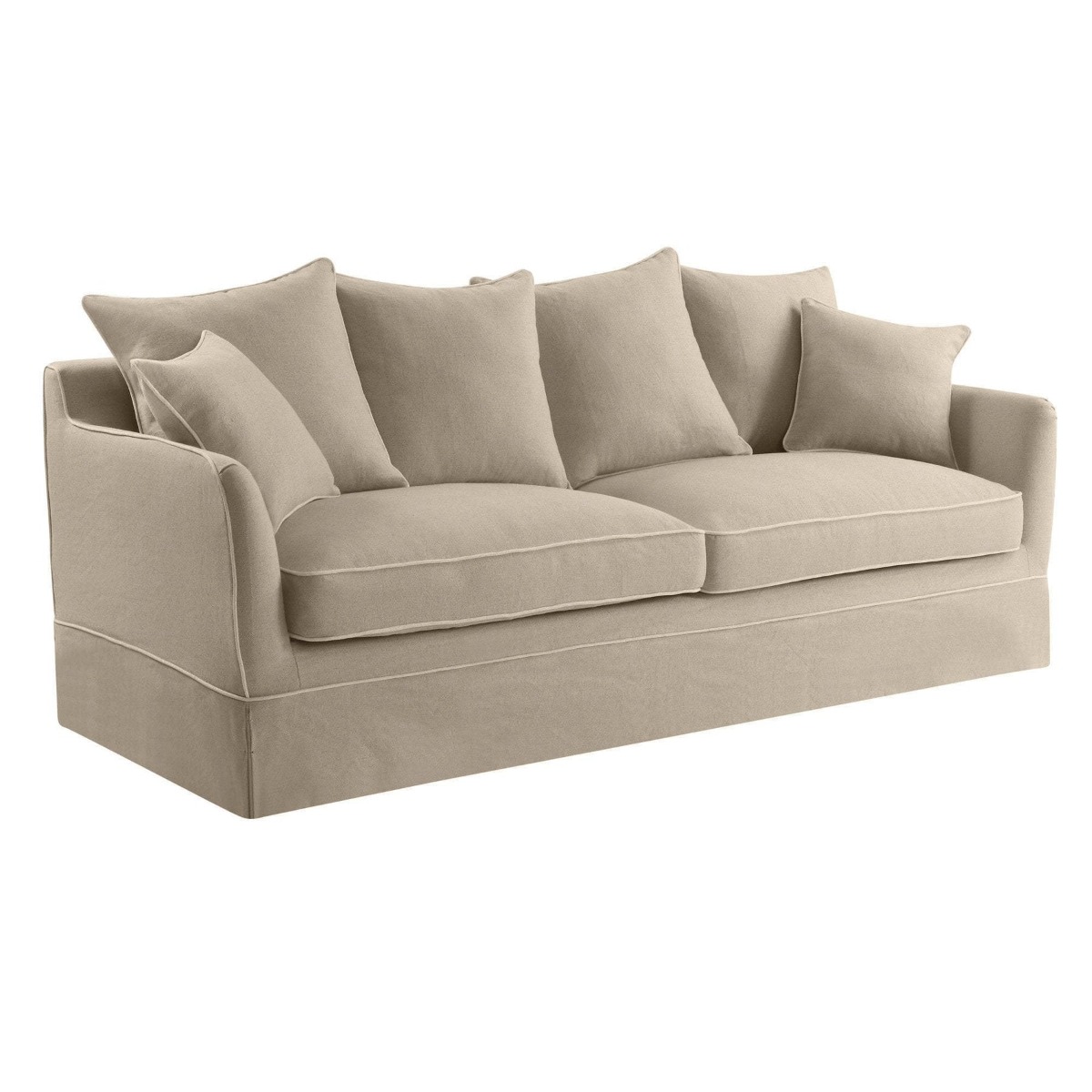 Slip Cover Only - Noosa Hamptons 3 Seat Sofa Natural W/White Piping, W 221cm D 91cm D 80cm (RRP $949) - Image 9