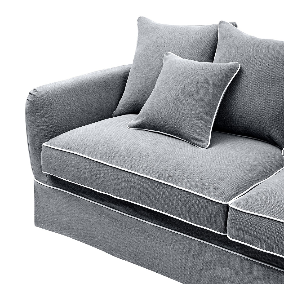 Noosa Hamptons 3 Seat Queen Sofa Bed Grey W/White Piping, W 221cm D 91cm H 80cm (RRP $4279) - Image 13