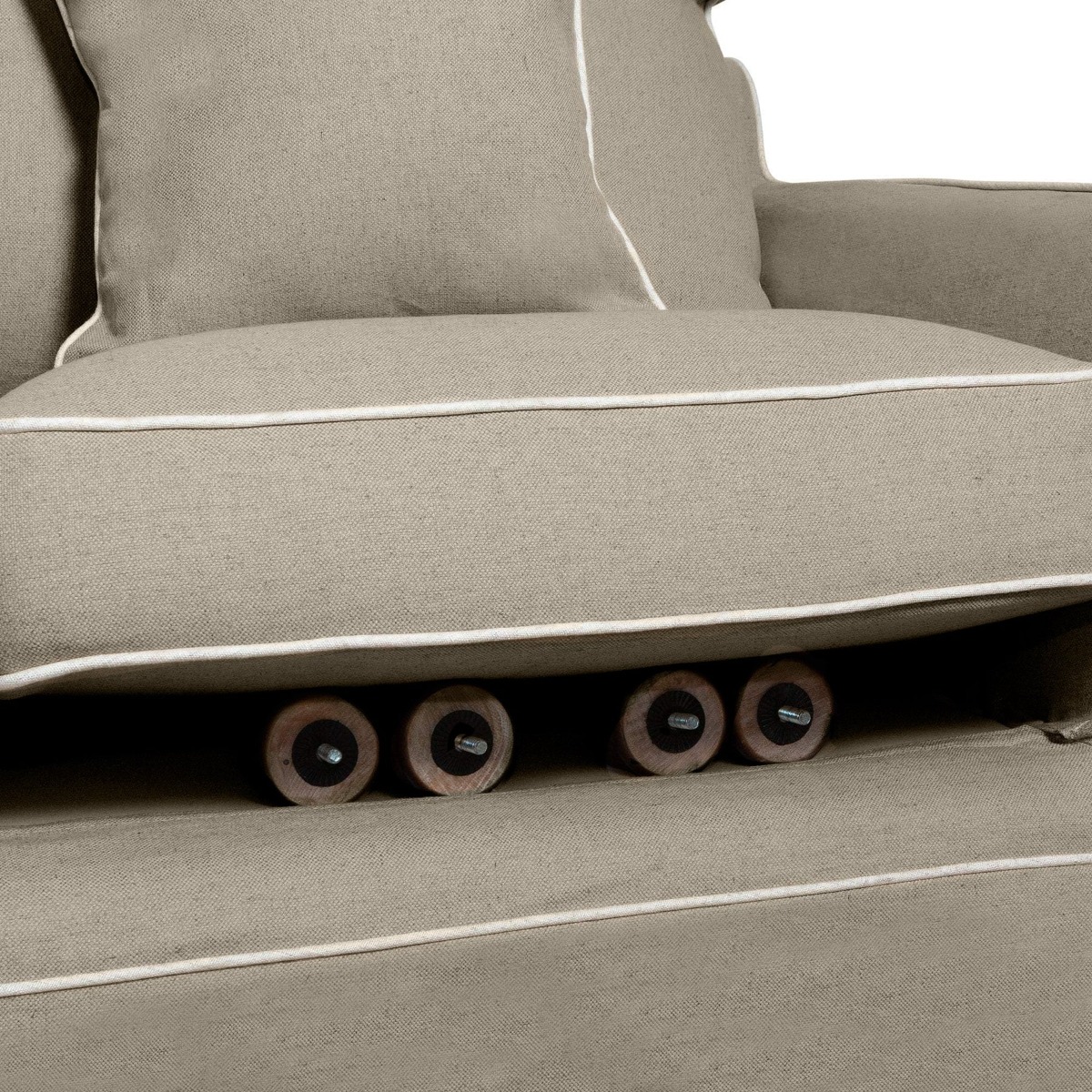 Noosa Hamptons 2 Seat Sofa Natural W/White Piping, W 170cm D 91cm H 80cm (RRP $2279) - Image 6