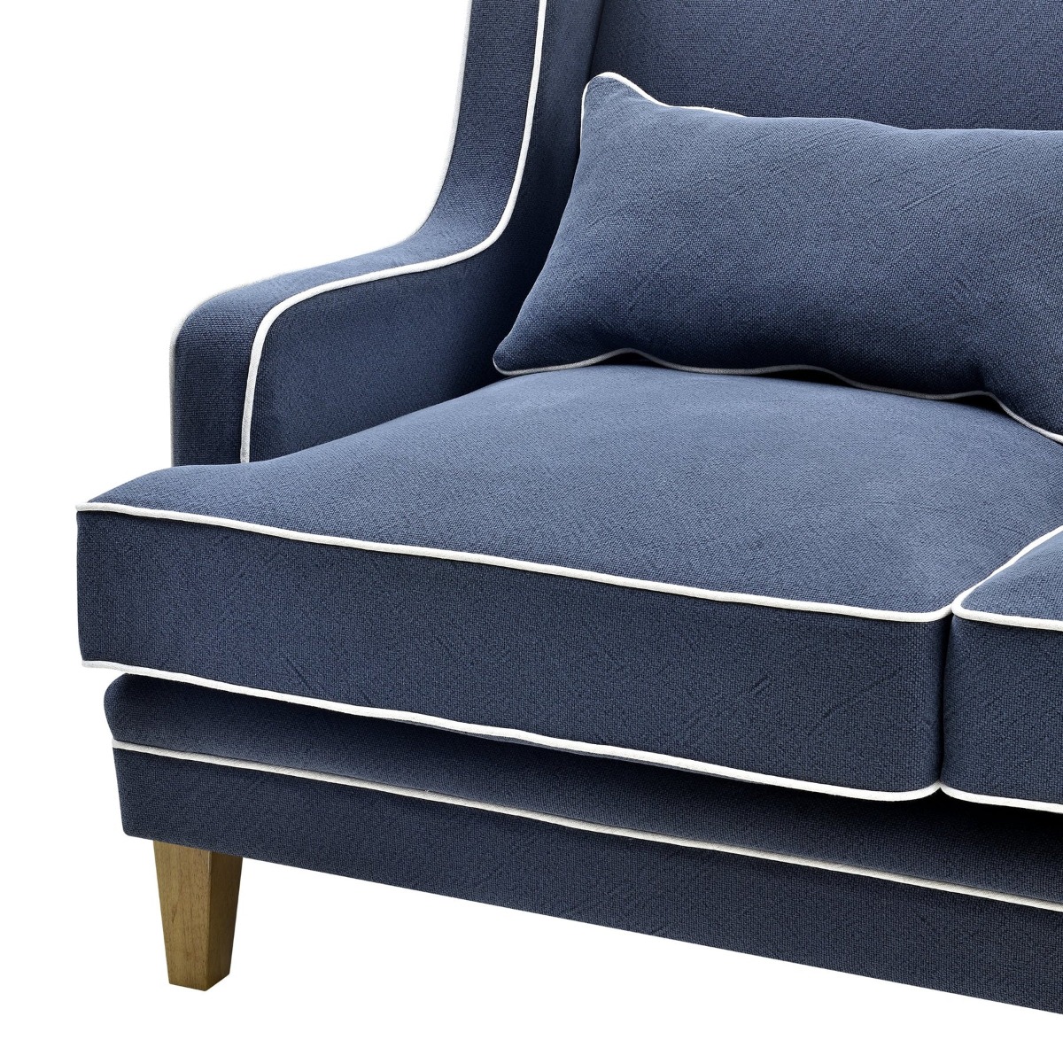 Bondi Hamptons 2 Seat Sofa Navy W/White Piping, W 155cm D 92cm H 94cm (RRP $1999) - Image 9