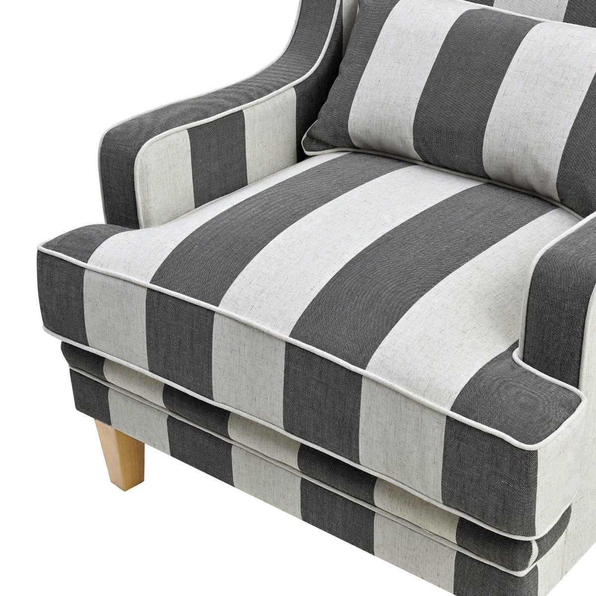 Bondi Hamptons Armchair Grey / Cream, W 92cm D 85cm H 94cm (RRP $1499) - Image 7