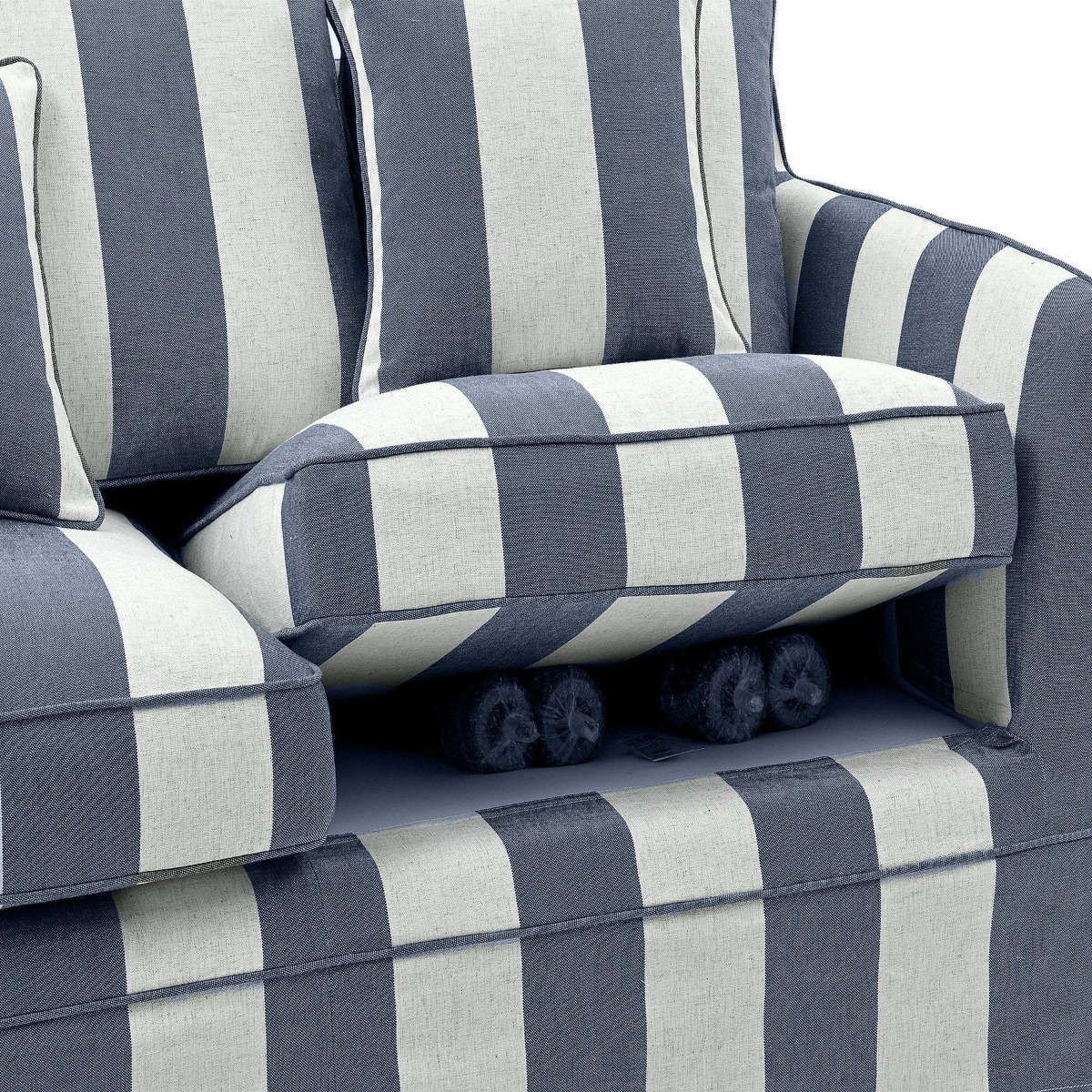 Noosa Hamptons 2 Seat Sofa Denim/Cream Stripe, W 170cm D 91cm H 80cm (RRP $2279) - Image 10