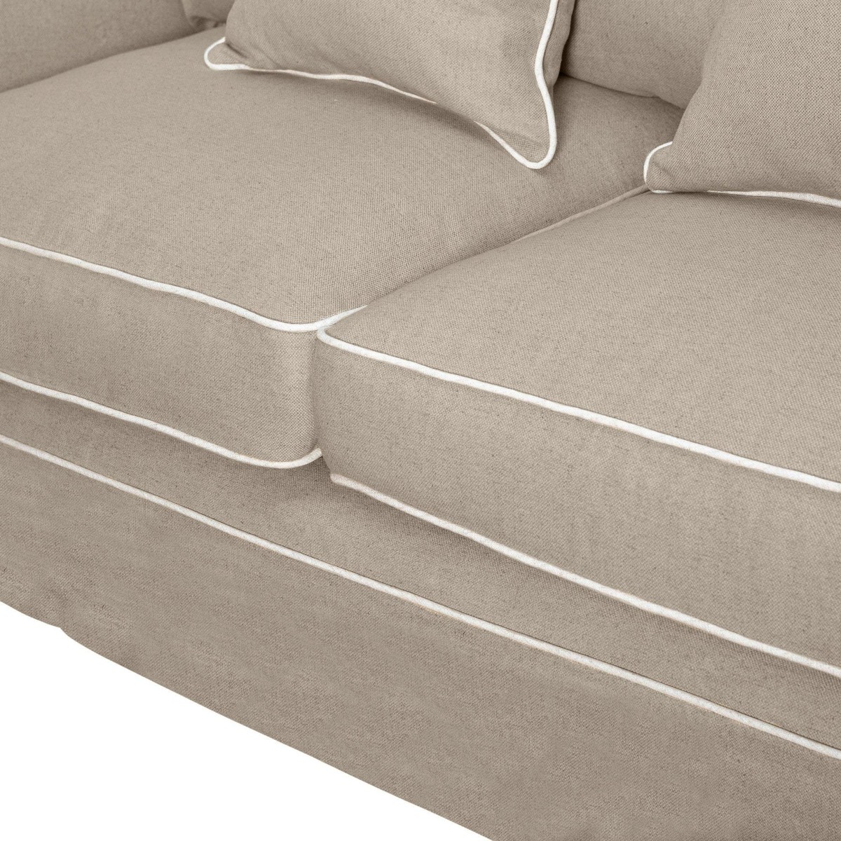 Slip Cover Only - Noosa Hamptons 2 Seat Sofa Natural W/White Piping, W 170cm D 91cm H 80cm (RRP $799) - Image 4