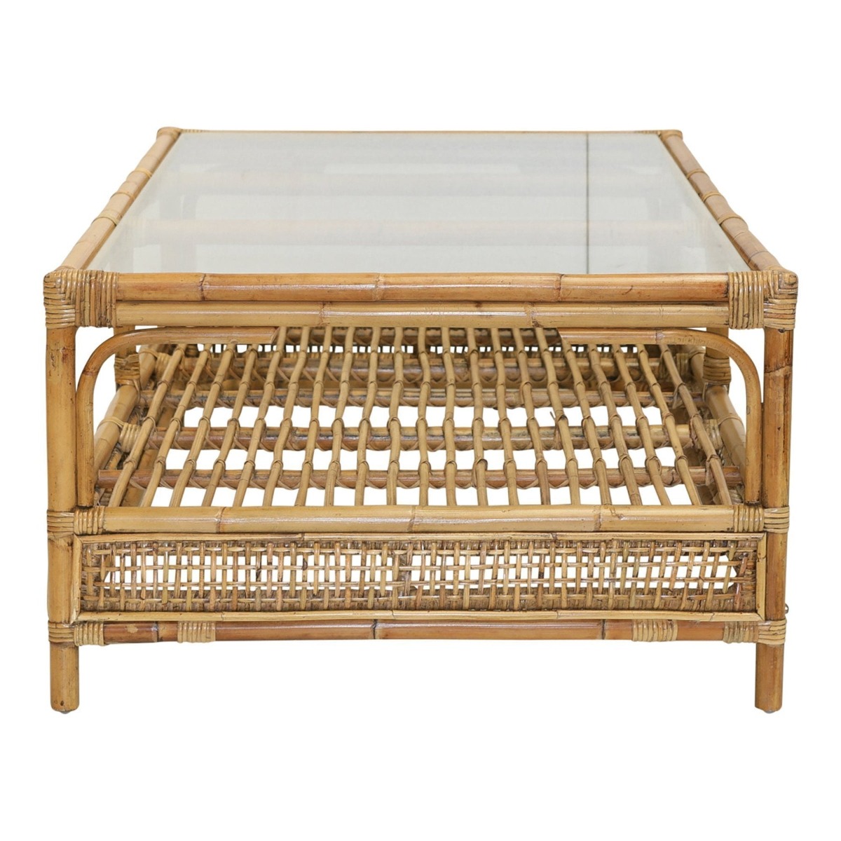 Havana Rattan Hamptons Coffee Table W Glass Top Natural, W 140cm D 75cm H 45cm (RRP $1,499) - Image 6
