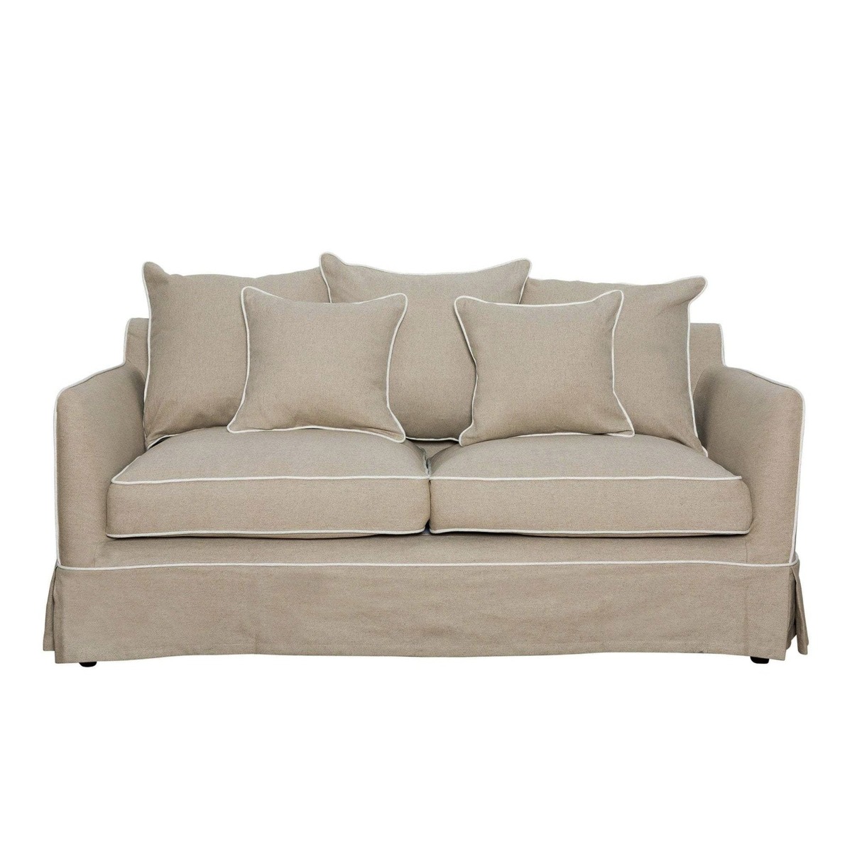 Slip Cover Only - Noosa Hamptons 2 Seat Sofa Natural W/White Piping, W 170cm D 91cm H 80cm (RRP $799) - Image 11