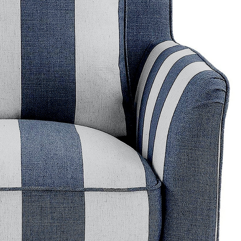 Noosa Hamptons Armchair Denim Cream Stripe, W 91cm D 90cm H 80cm (RRP $1699) - Image 4