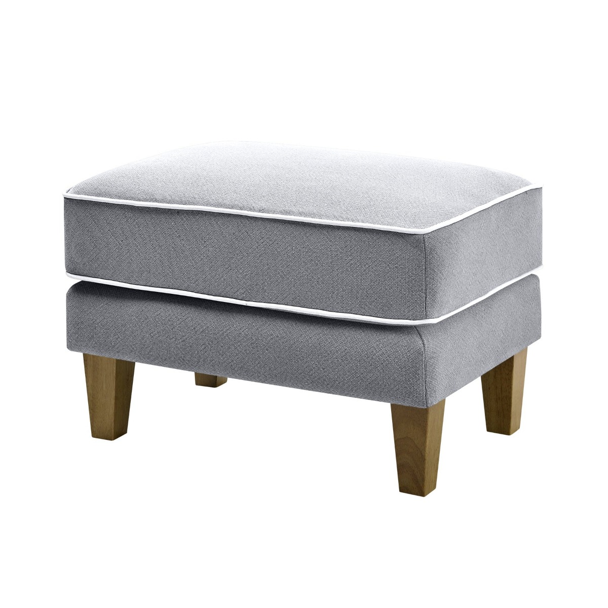 Bondi Hamptons Ottoman Grey W/White Piping, W 60cm D 40cm H 40cm (RRP $499) - Image 5