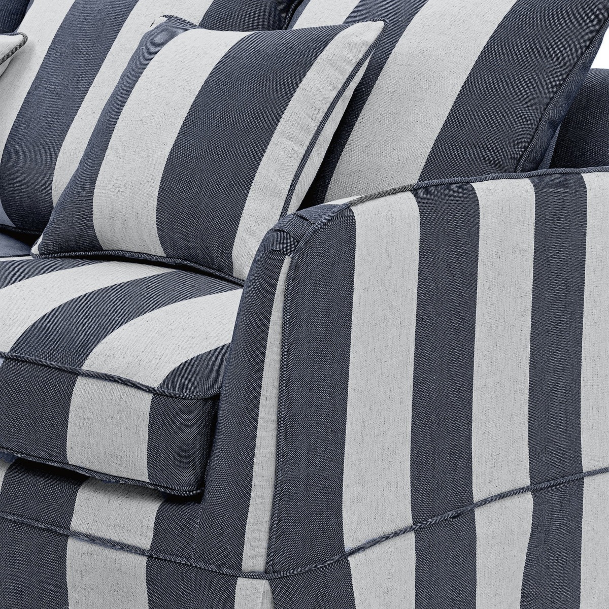 Noosa Hamptons 3 Seat Sofa Denim/Cream Stripe, W 221cm D 91cm H 80cm (RRP $3299) - Image 6