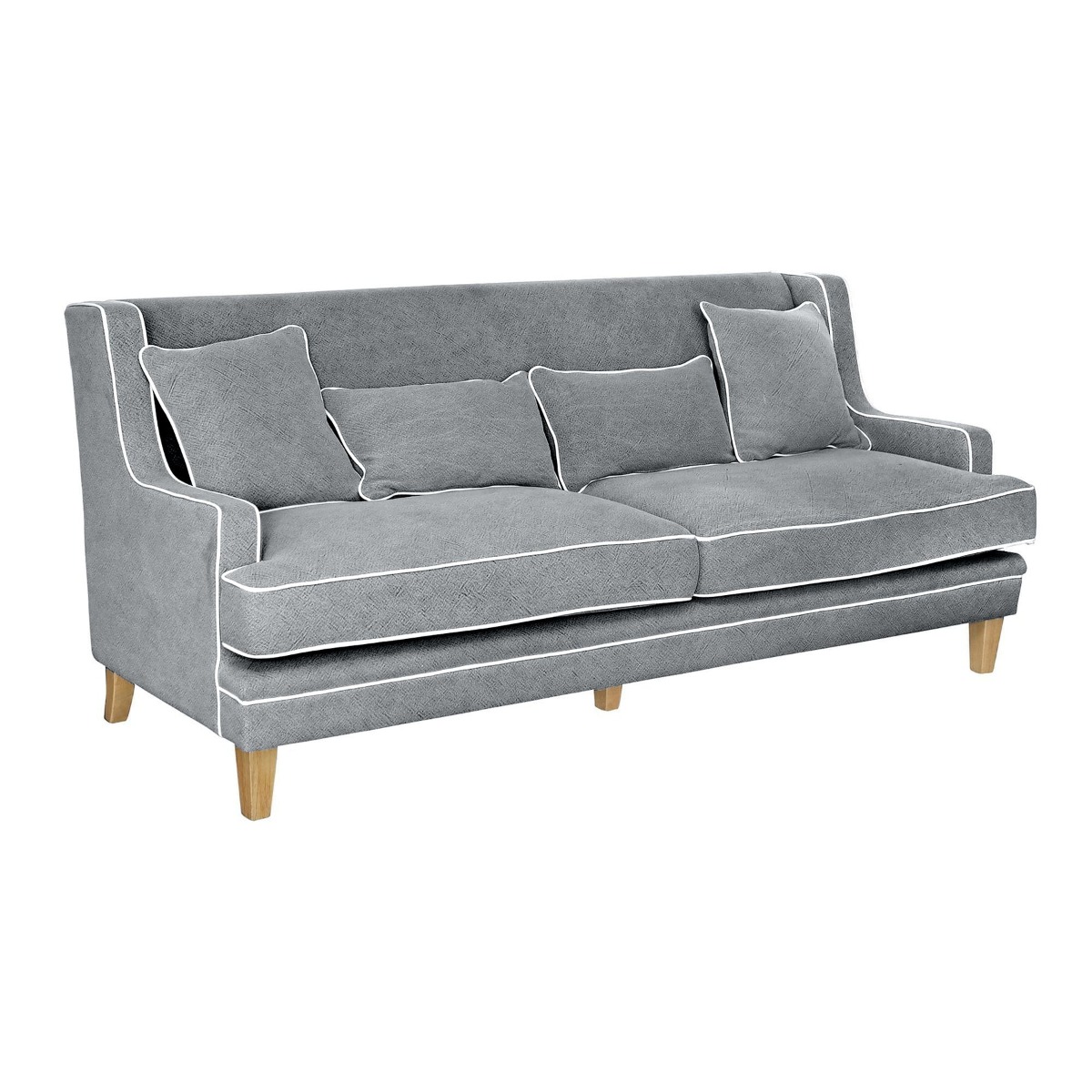 Bondi Hamptons 3 Seat Sofa Grey/White Piping, W 215cm D 95cm H 94cm (RRP $2499) - Image 11