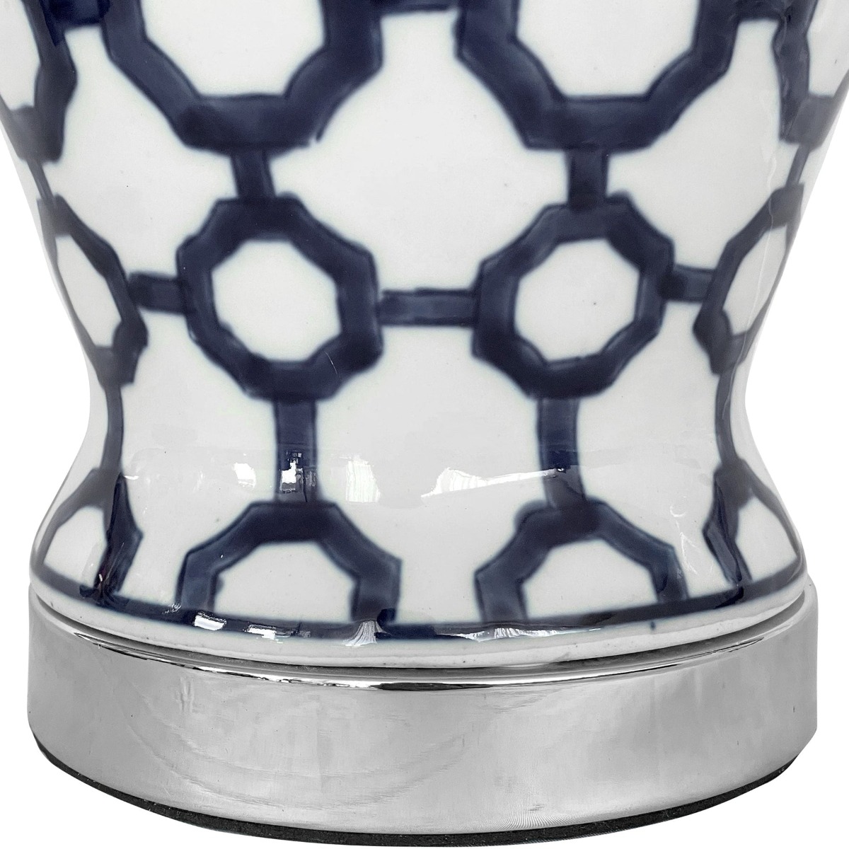 Lucca Small Blue & White Jar Shaped Lamp W/ Shade - Lamp Base & Shade (RRP $399) - Image 5