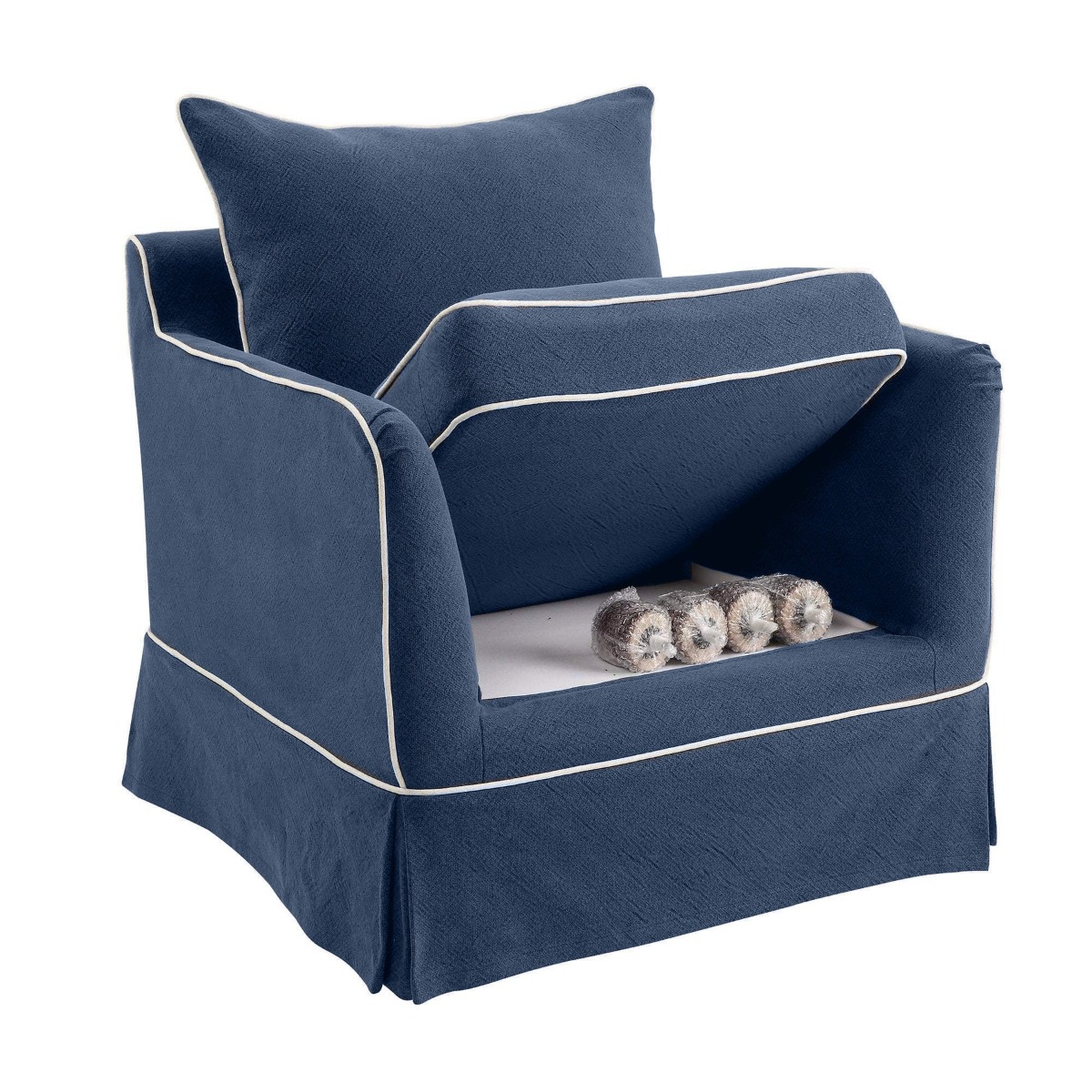 Noosa Hamptons Armchair Navy with White Piping, W 91cm D 90cm H 80cm (RRP $1699) - Image 5