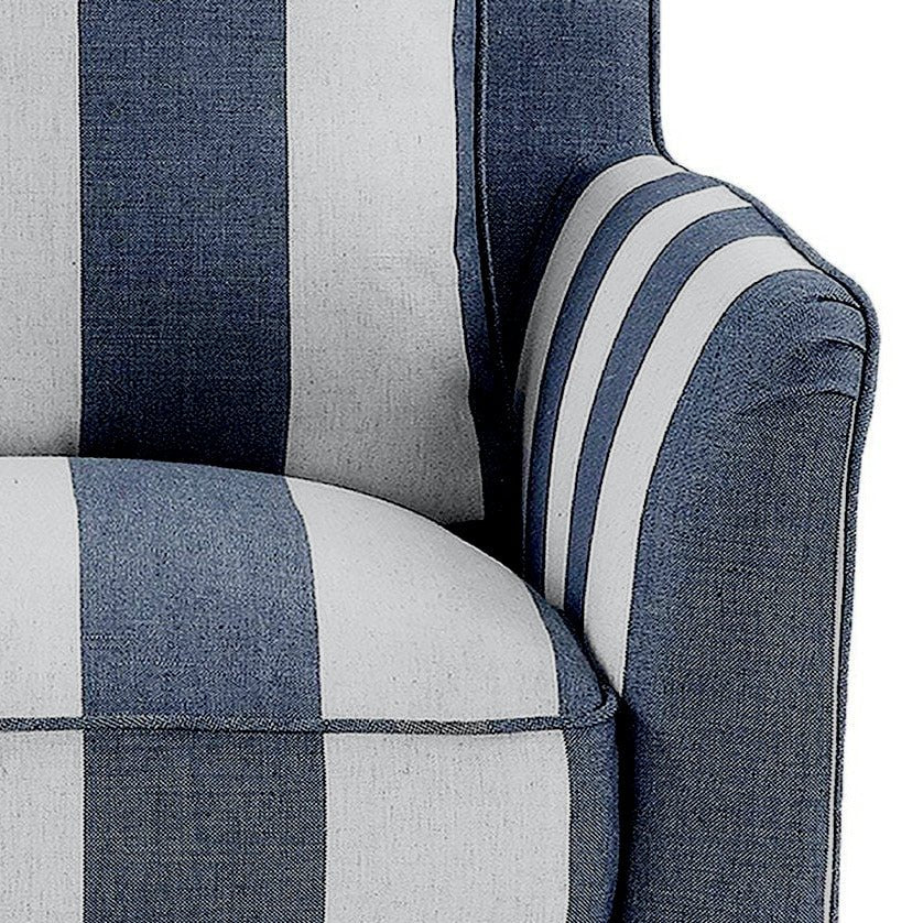 Slip Cover Only - Noosa Hamptons Armchair Denim/Cream Stripe, W 90cm D 91cm H 80cm (RRP $724) - Image 3