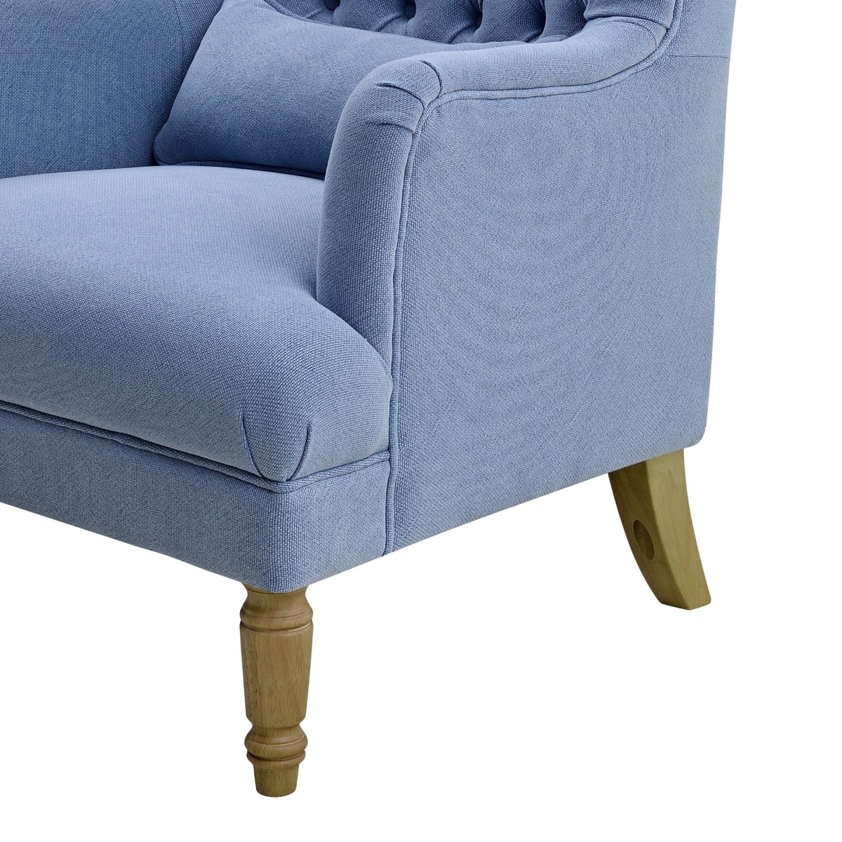 Bayside Hamptons Buttoned Armchair Linen Blend Slate Blue, 78cm x 87cm x 109cm (RRP $1499) - Image 5