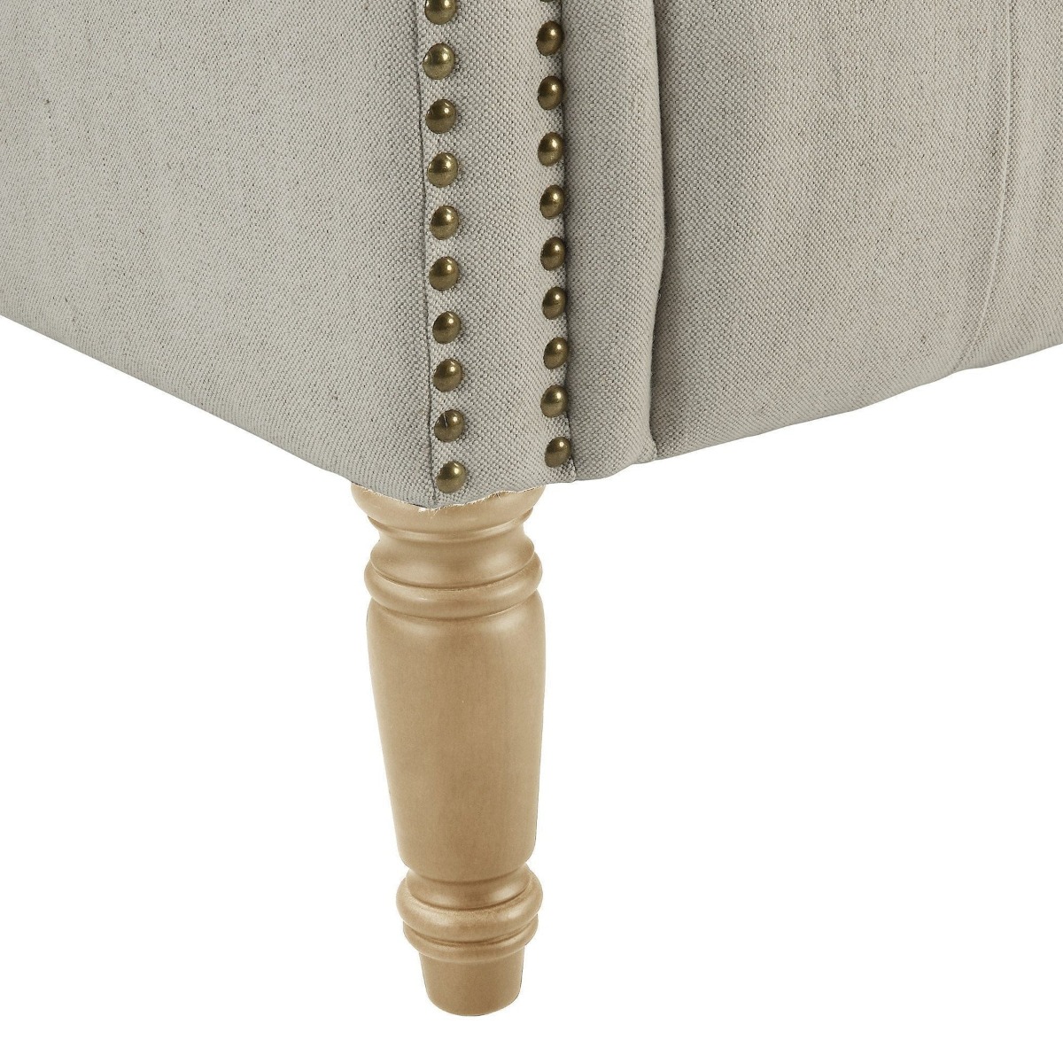 Maurice Natural Linen Blend Buttoned Armchair W/ Studs Oak Legs, W 83cm D 86cm H 95cm (RRP $1199) - Image 3