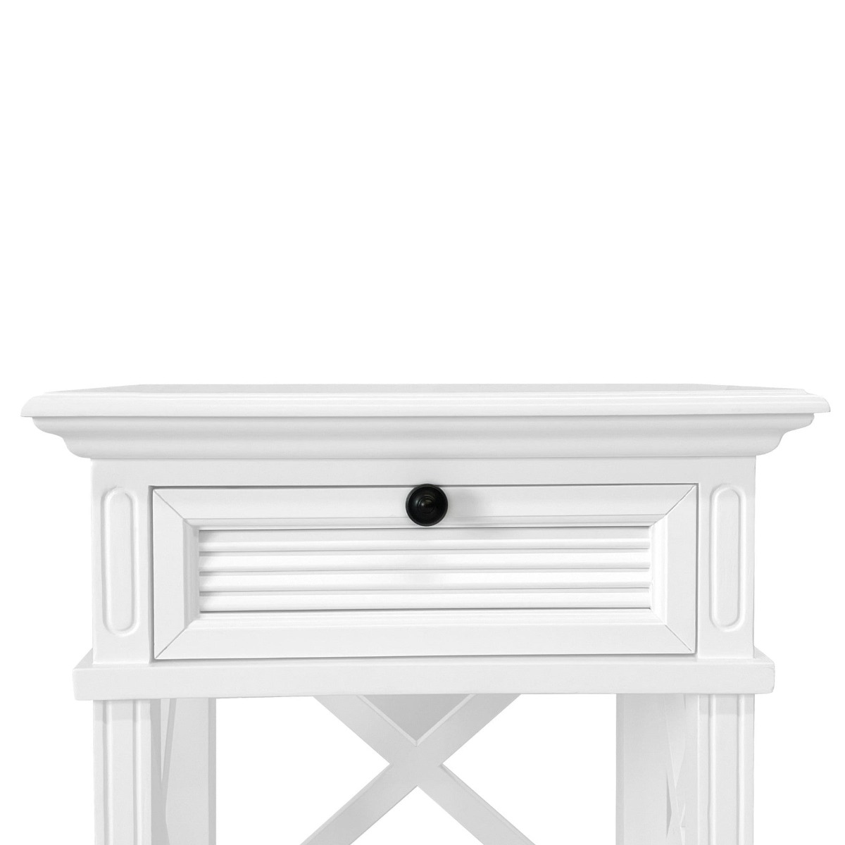 West Beach Hamptons Bedside Table W/Drawer White, W60 cm D60 cm H 65cm (RRP $499) - Image 12