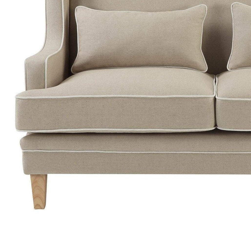 Bondi Hamptons 2 Seat Sofa Natural W/White Piping, W 155cm D 92cm H 94cm (RRP $1999) - Image 9