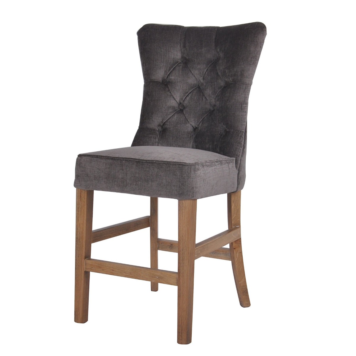 Silver Grey Counter Stool with Buttons, W 54cm D 60cm H 120cm (RRP $599) - Image 3