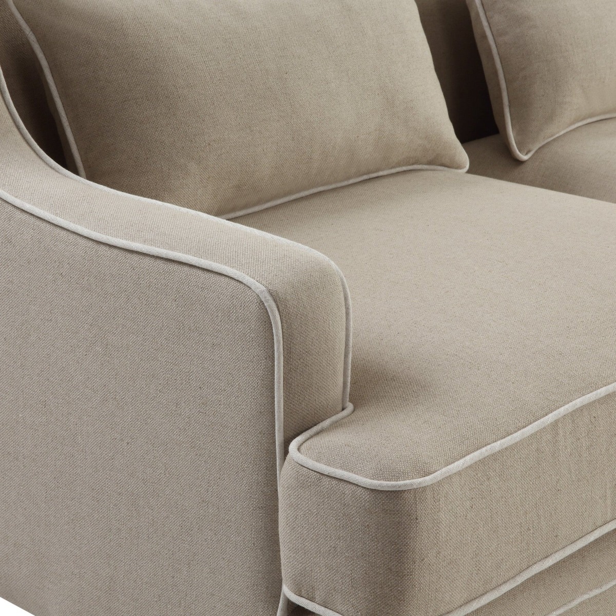 Bondi Hamptons 2 Seat Sofa Natural W/White Piping, W 155cm D 92cm H 94cm (RRP $1999) - Image 10