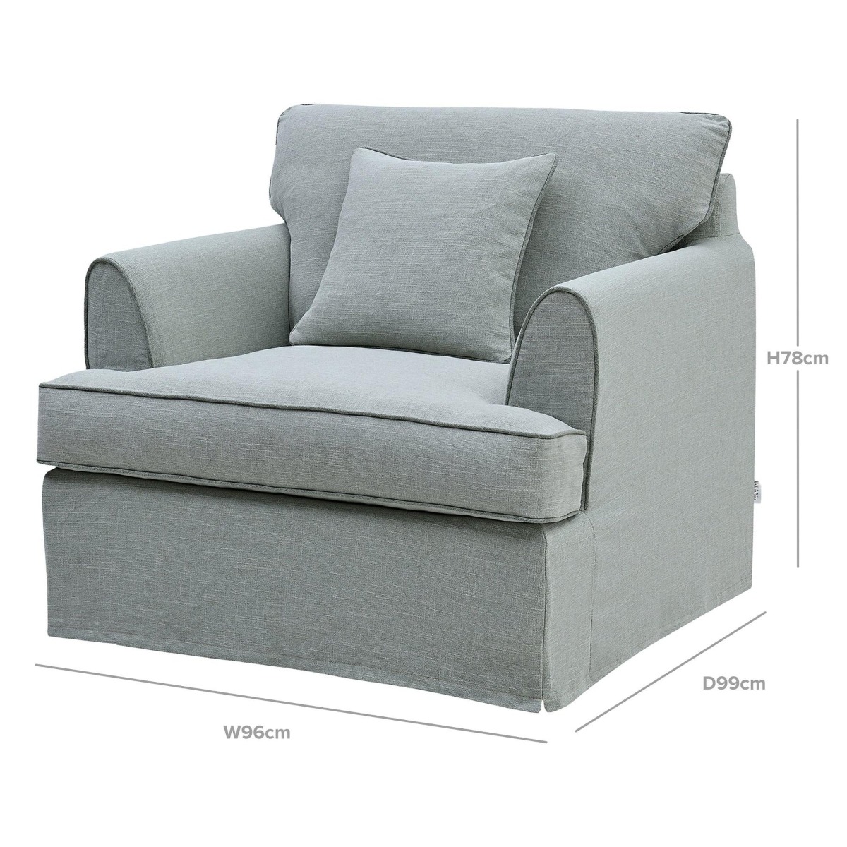 Slip Cover Only - Byron Hamptons Armchair Sage, W 99cm D 96cm H 78cm (RRP $699) - Image 11