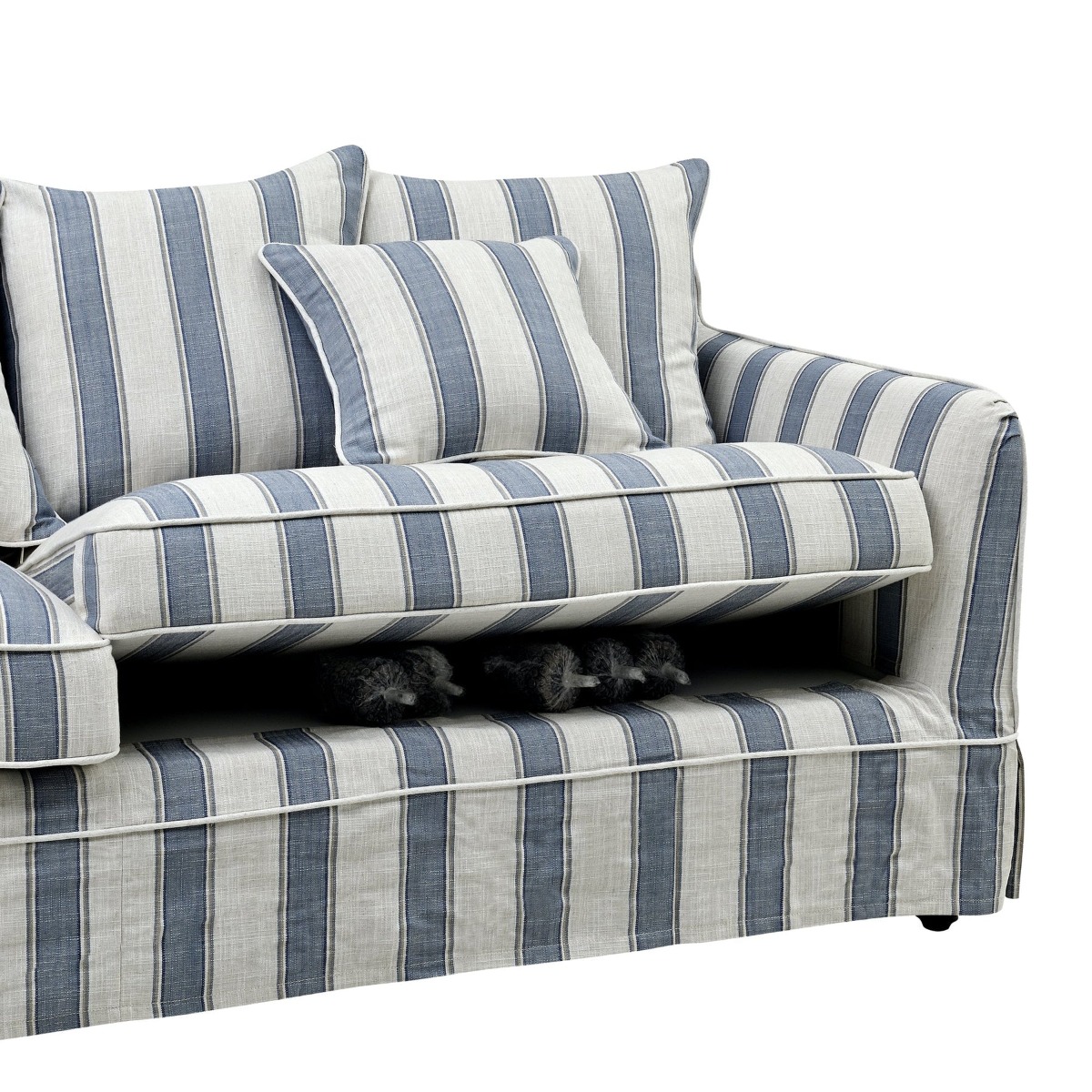 Slip Cover Only - Byron Hamptons 2.5 Seat Sofa Blue Sky, W 190cm D 96cm H 78cm (RRP $899) - Image 4