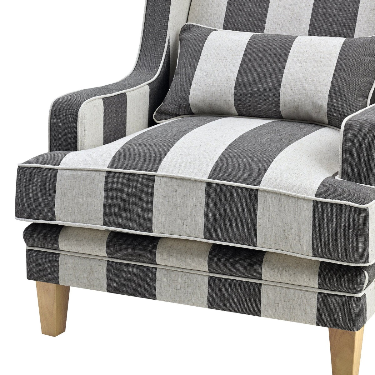 Bondi Hamptons Armchair Grey / Cream, W 92cm D 85cm H 94cm (RRP $1499) - Image 8