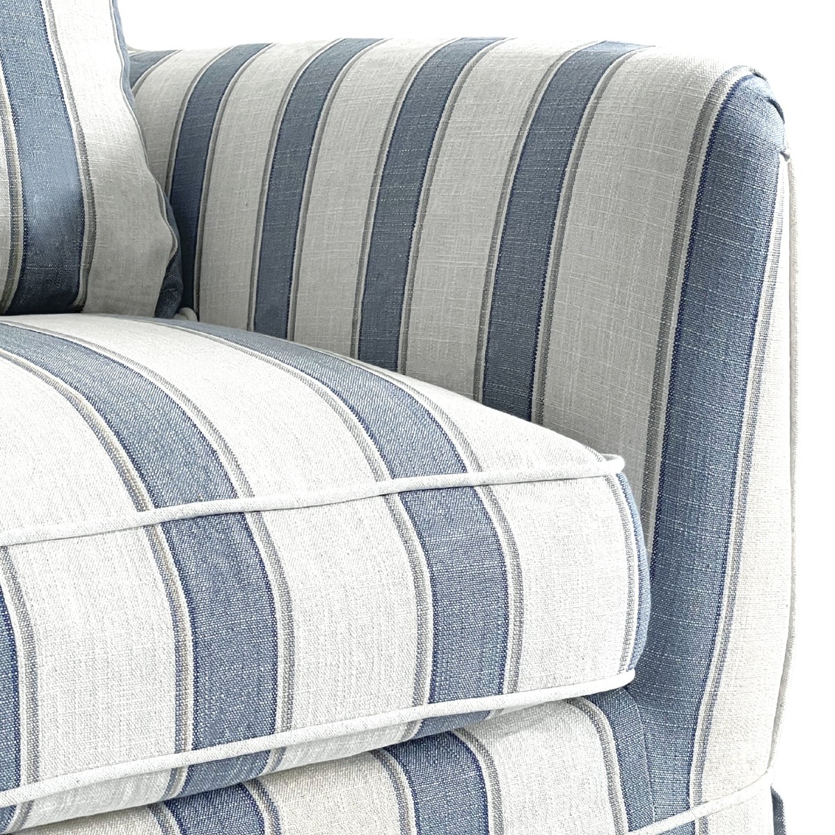 Noosa Hamptons Armchair Blue Sky Stripe, W 91cm D 90cm H 80cm (RRP $1699) - Image 5
