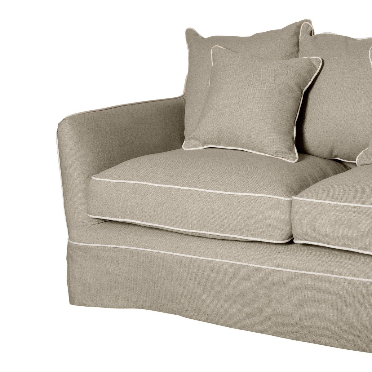 Noosa Hamptons 2 Seat Sofa Natural W/White Piping, W 170cm D 91cm H 80cm (RRP $2279) - Image 5
