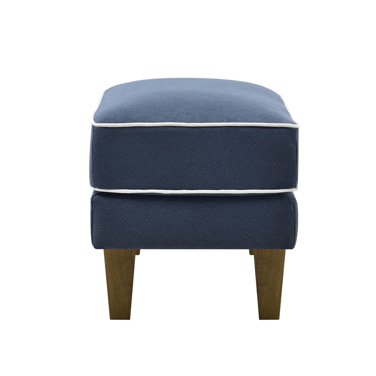 Bondi Hamptons Ottoman Navy with White Piping, W 60cm D 40cm H 40cm (RRP $499) - Image 5