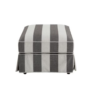 Noosa Hamptons Ottoman Grey/Cream Stripe, W 83cm D 83cm H 45cm (RRP $849)
