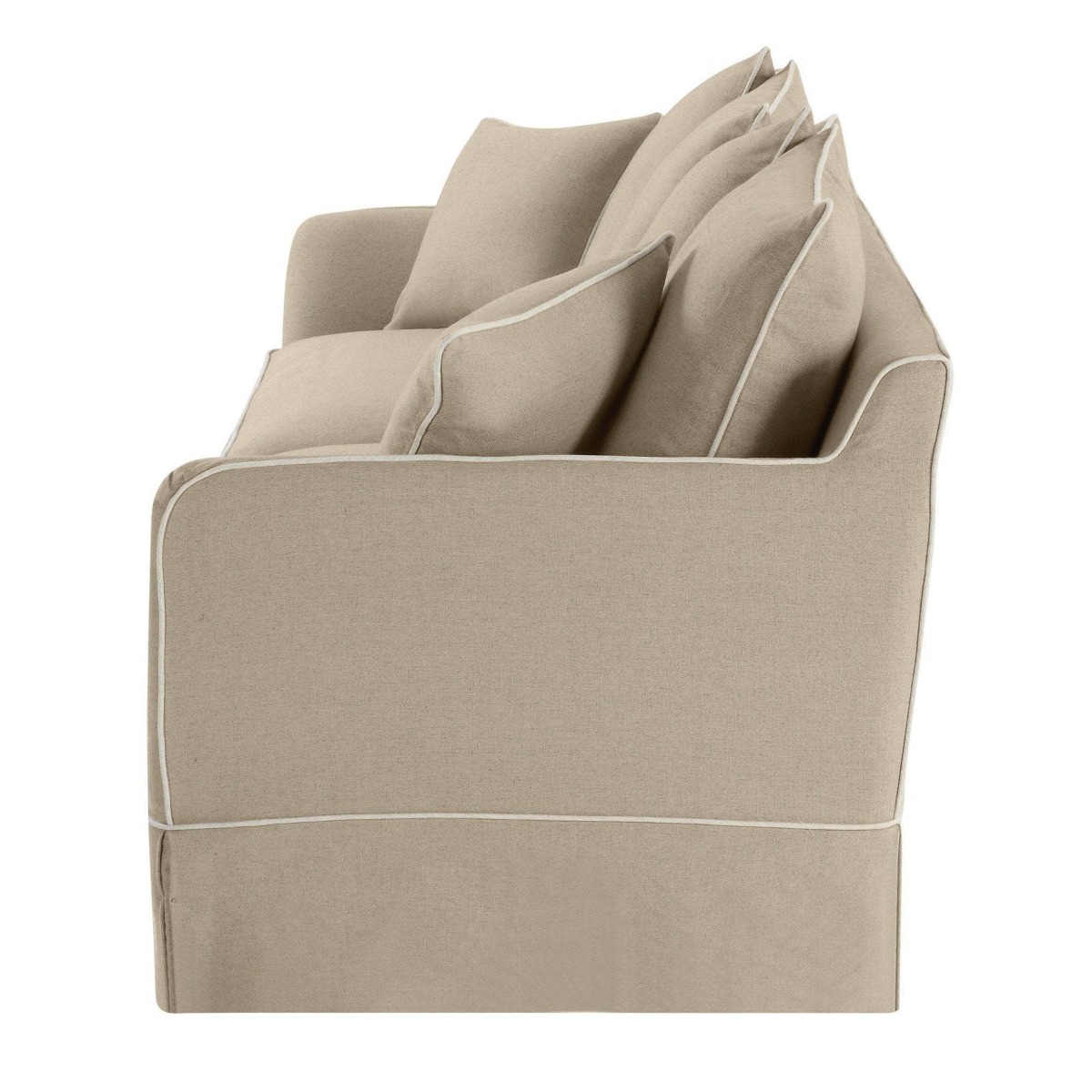 Slip Cover Only - Noosa Hamptons 3 Seat Sofa Natural W/White Piping, W 221cm D 91cm D 80cm (RRP $949) - Image 8