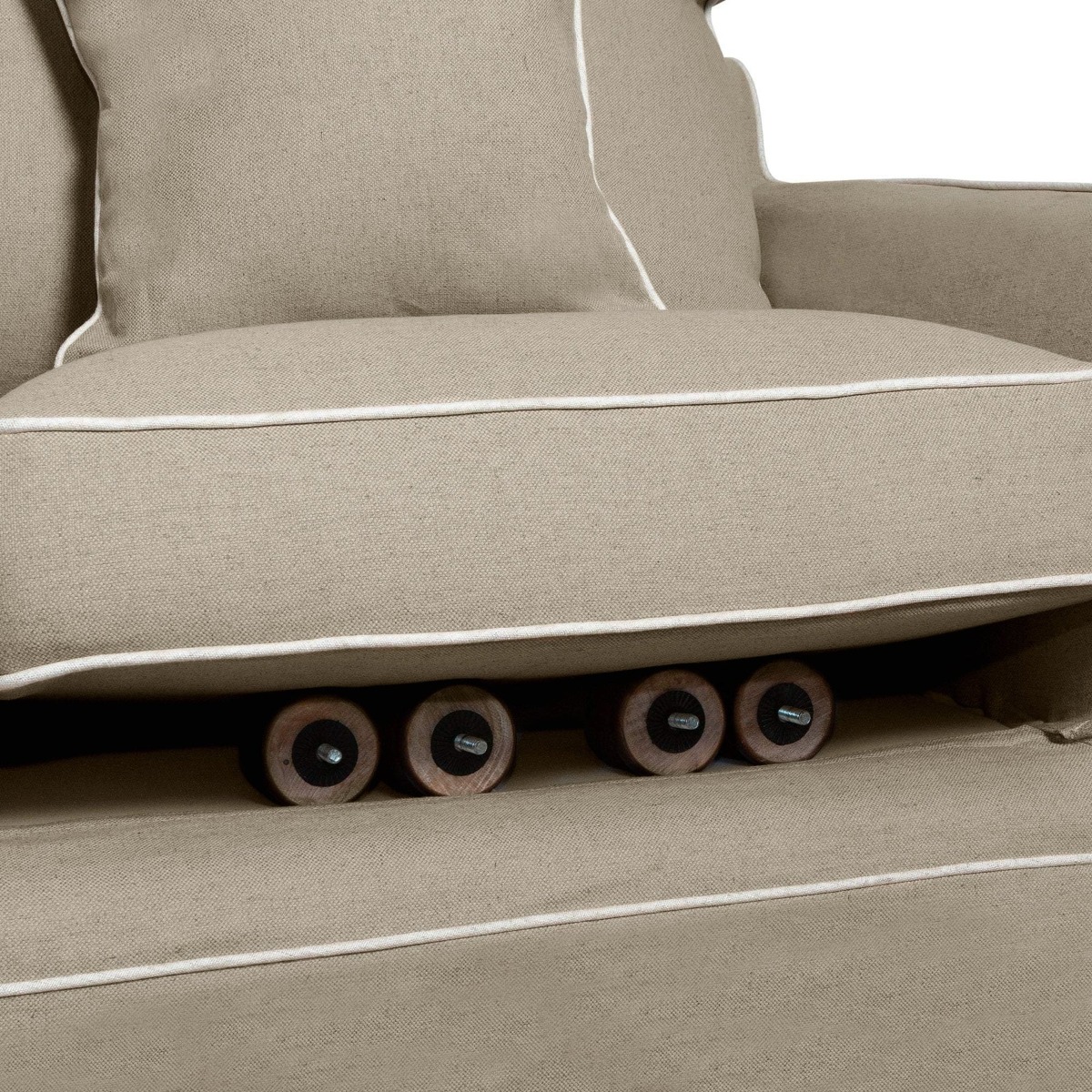 Slip Cover Only - Noosa Hamptons 2 Seat Sofa Natural W/White Piping, W 170cm D 91cm H 80cm (RRP $799) - Image 5