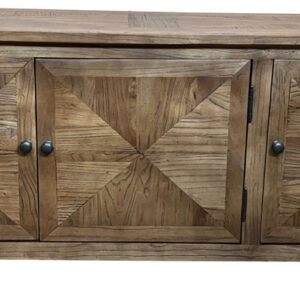"Villa" Hamptons Style Parquetry 3 Door Entertainment TV Unit Recycled Elm, 160cm x 40cm x 58cmH (RRP $1799)