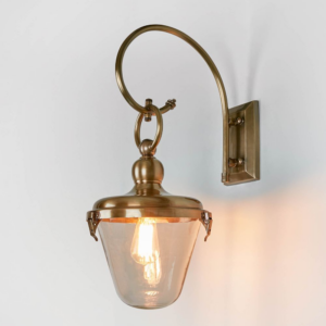 Savoy Outdoor Wall Light with Glass Shade Antique Brass (RRP $1518)