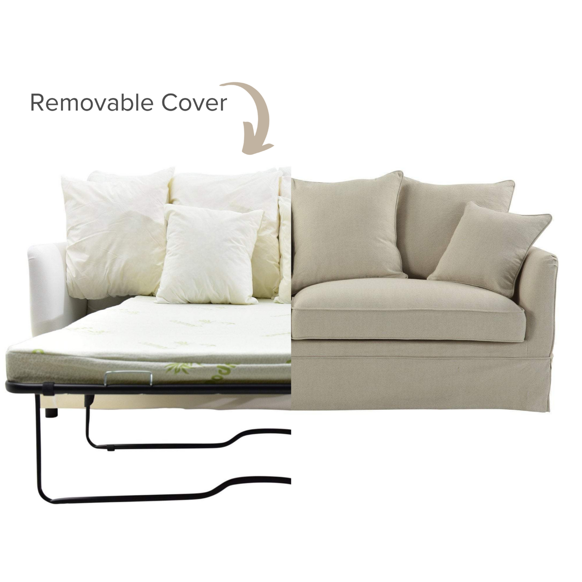 Noosa Hamptons 3 Seat Queen Sofa Bed Sky Blue Stripe, W 221cm D 91cm H 80cm (RRP $4279) - Image 9