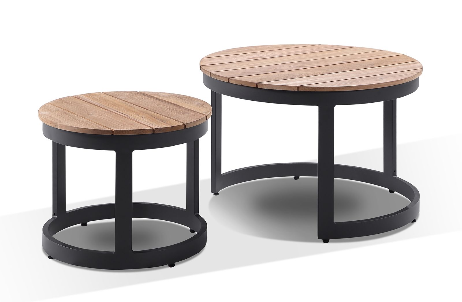"Hawaii" Hamptons Style Outdoor Modular Lounge Setting with 3 x Coffee Tables in Charcoal with Denim Cushions - Image 3