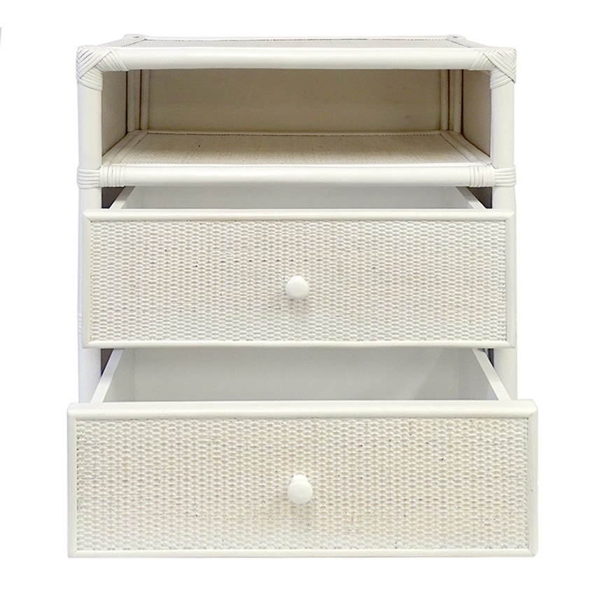 FLOORSTOCK CLEARANCE SALE "Baxter" Hamptons Style Bedside Table in Whitewash Rattan, 61cmW x 38cmD x 71cmH (RRP $799) - Image 3