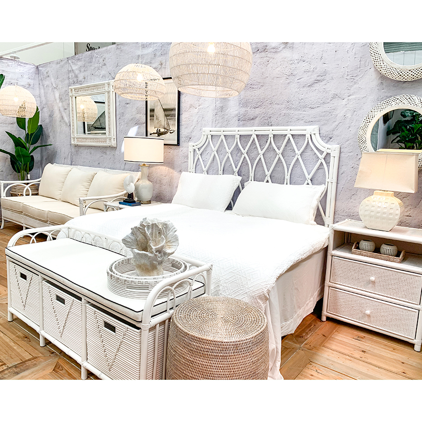 FLOORSTOCK CLEARANCE SALE "Baxter" Hamptons Style Bedside Table in Whitewash Rattan, 61cmW x 38cmD x 71cmH (RRP $799) - Image 6