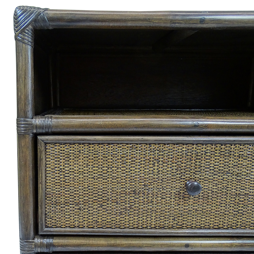 CLEARANCE SALE "Baxter" Hamptons Style Timber Bedside Table in Tobacco Rattan, 61cmW x 38cmD x 71cmH (RRP $799) - Image 4